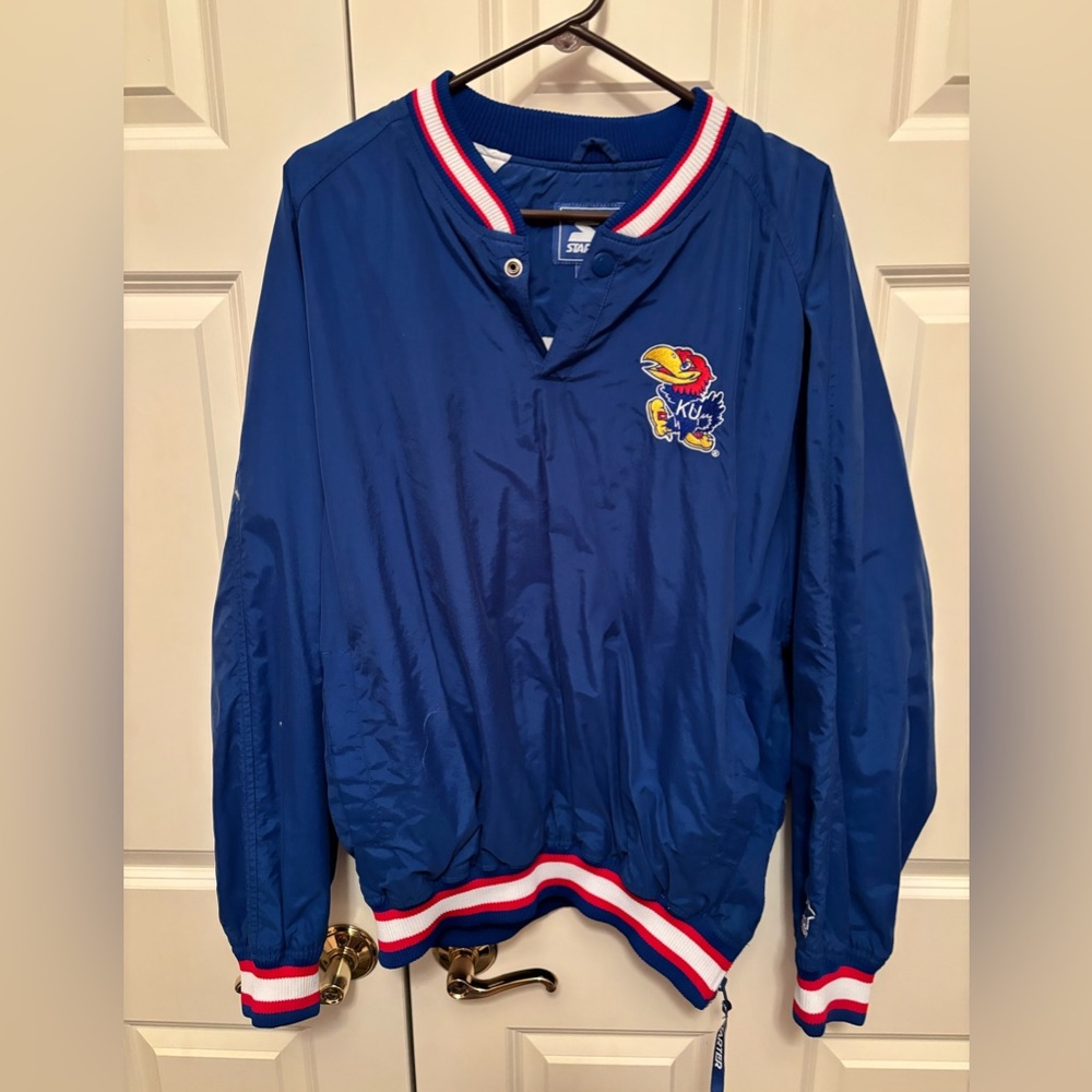 Vintage Kansas Jayhawks Starter Pullover Jacket. Size Large, excellent condition